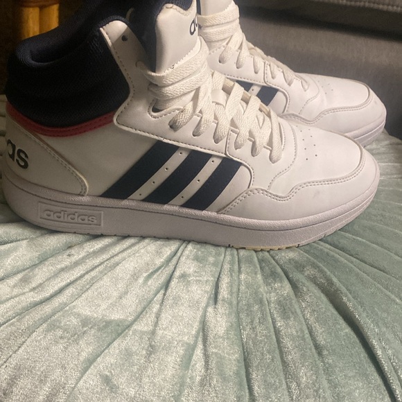 Adidas White and Navy High-Top Sneakers - Picture 3 of 8